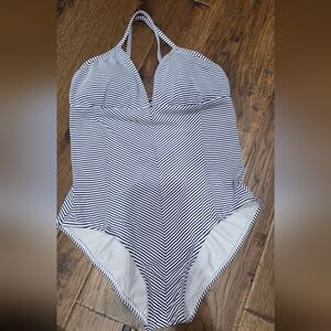 Splendid Navy and White Striped One-Piece Swimsuit